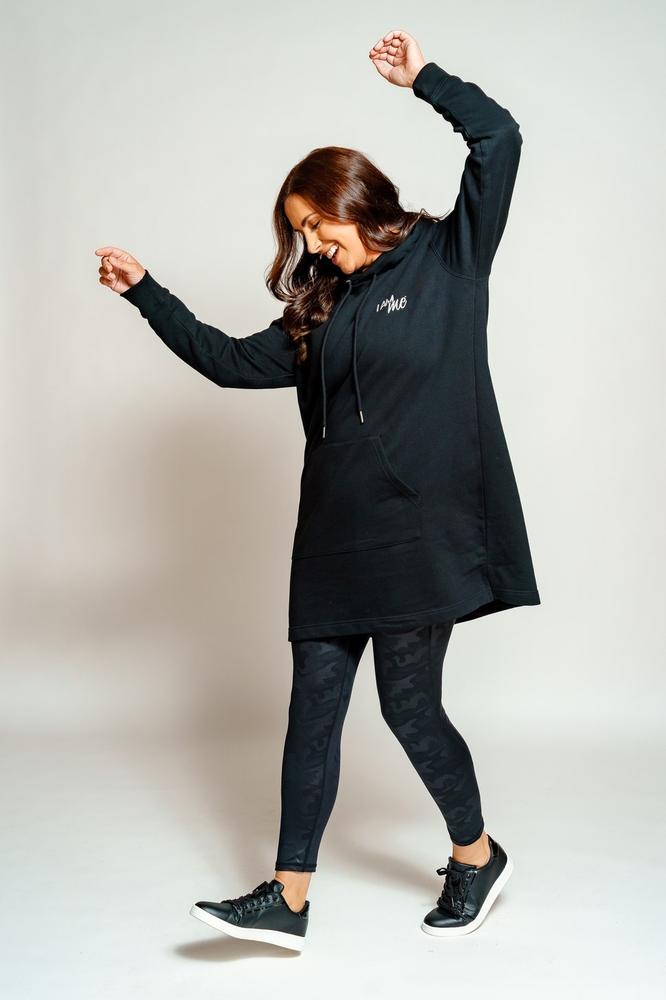 Black Longline Hoodie Dress I Am Me